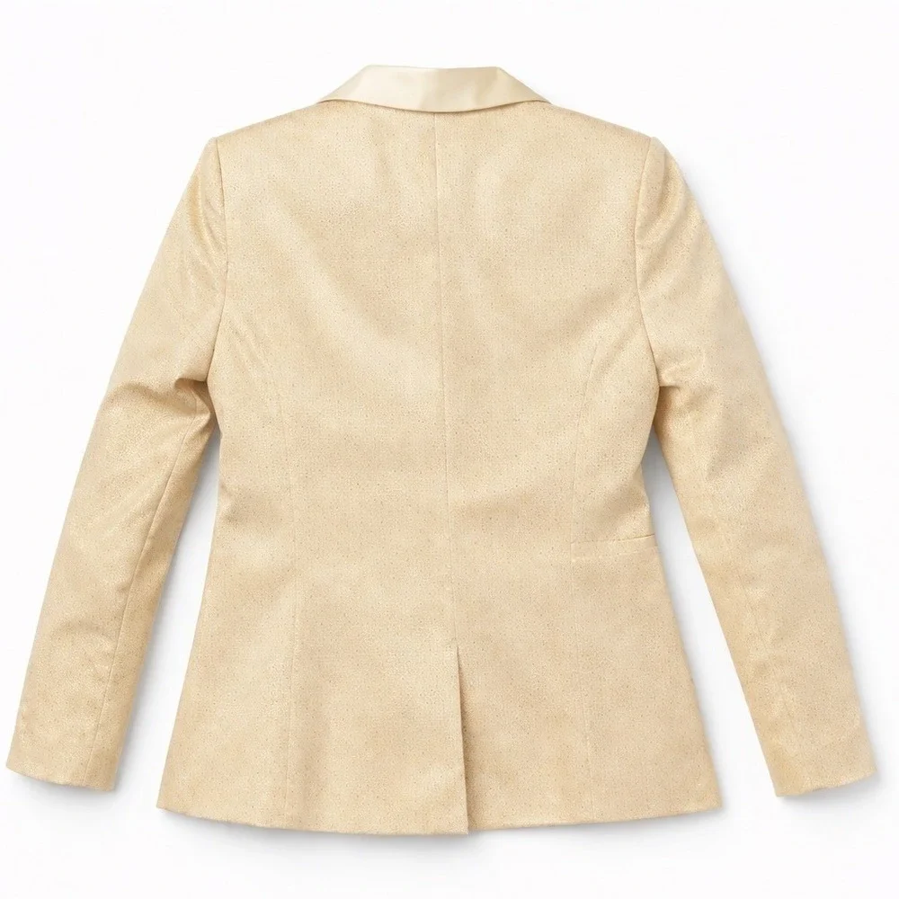 Brian Dales Champagne Gold Satin Blazer‎ Tailored Luxe Jacket 42 IT(US 6) NWT